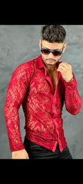 Camisa de renda slim