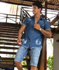 Camisa jeans destroyer
